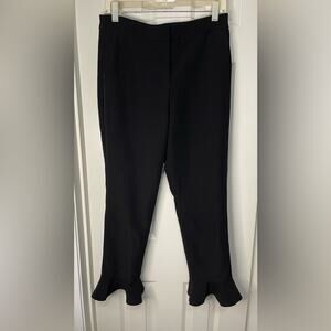 Express Black High Rise Career Wear Pants with Ruffle Bottom Hem size 8